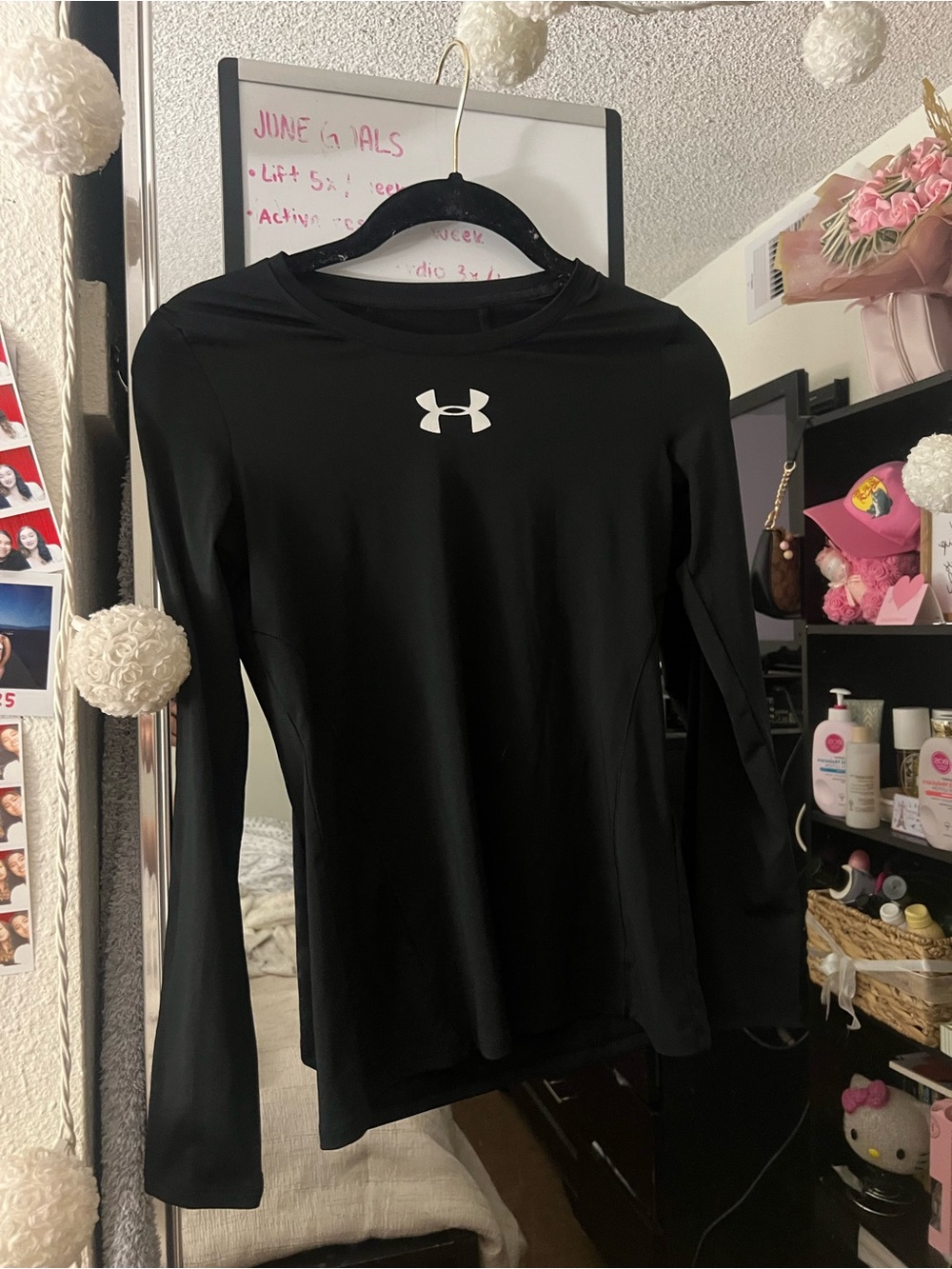 Women’s Under Armour Black Long-Sleeve Performance Top with White Logo